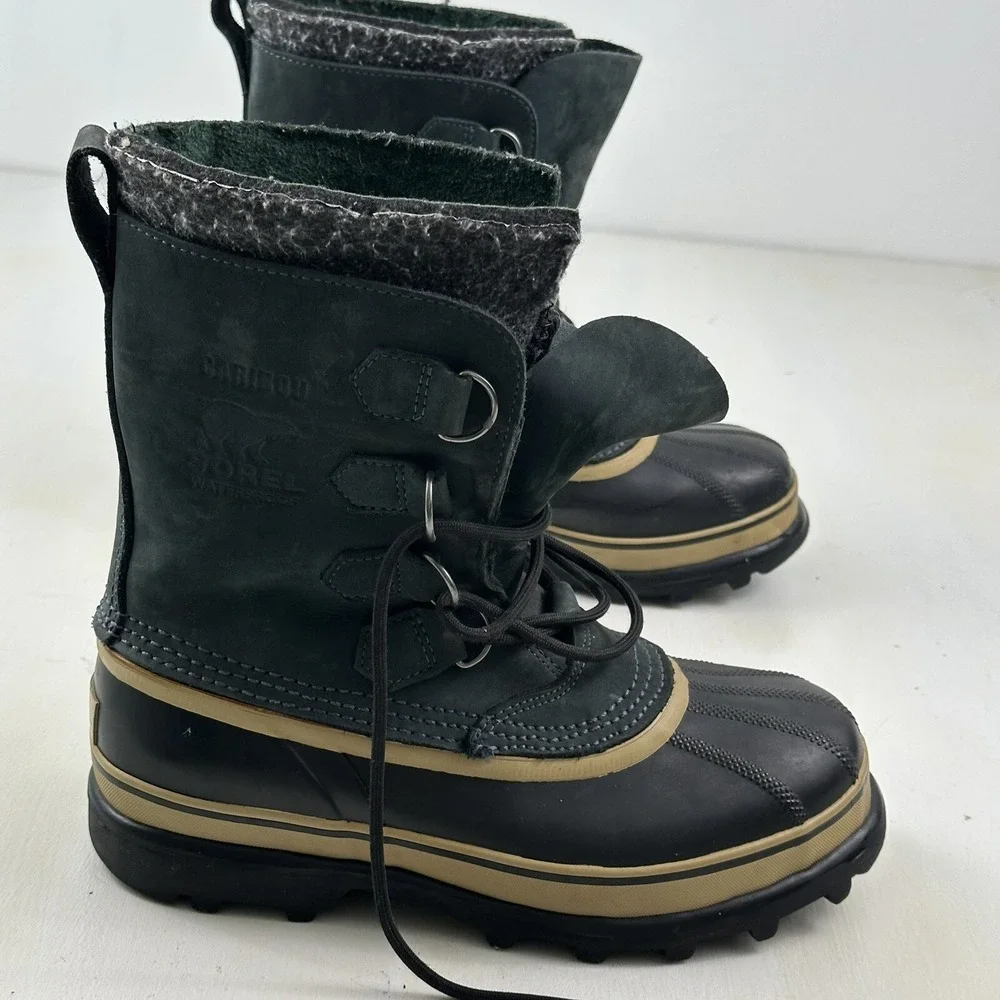 Sorel Caribou Lined Snow Boots Men's 7 Winter‎ Waterproof Leather Rubber Blue